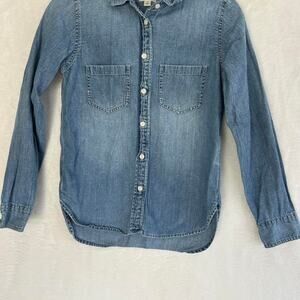 Blue denim button up shirt